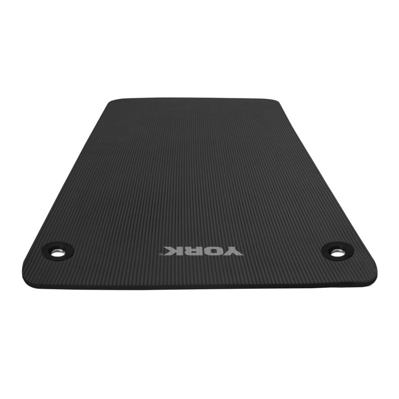york nbr yoga mat w/ two grommets black 86021
