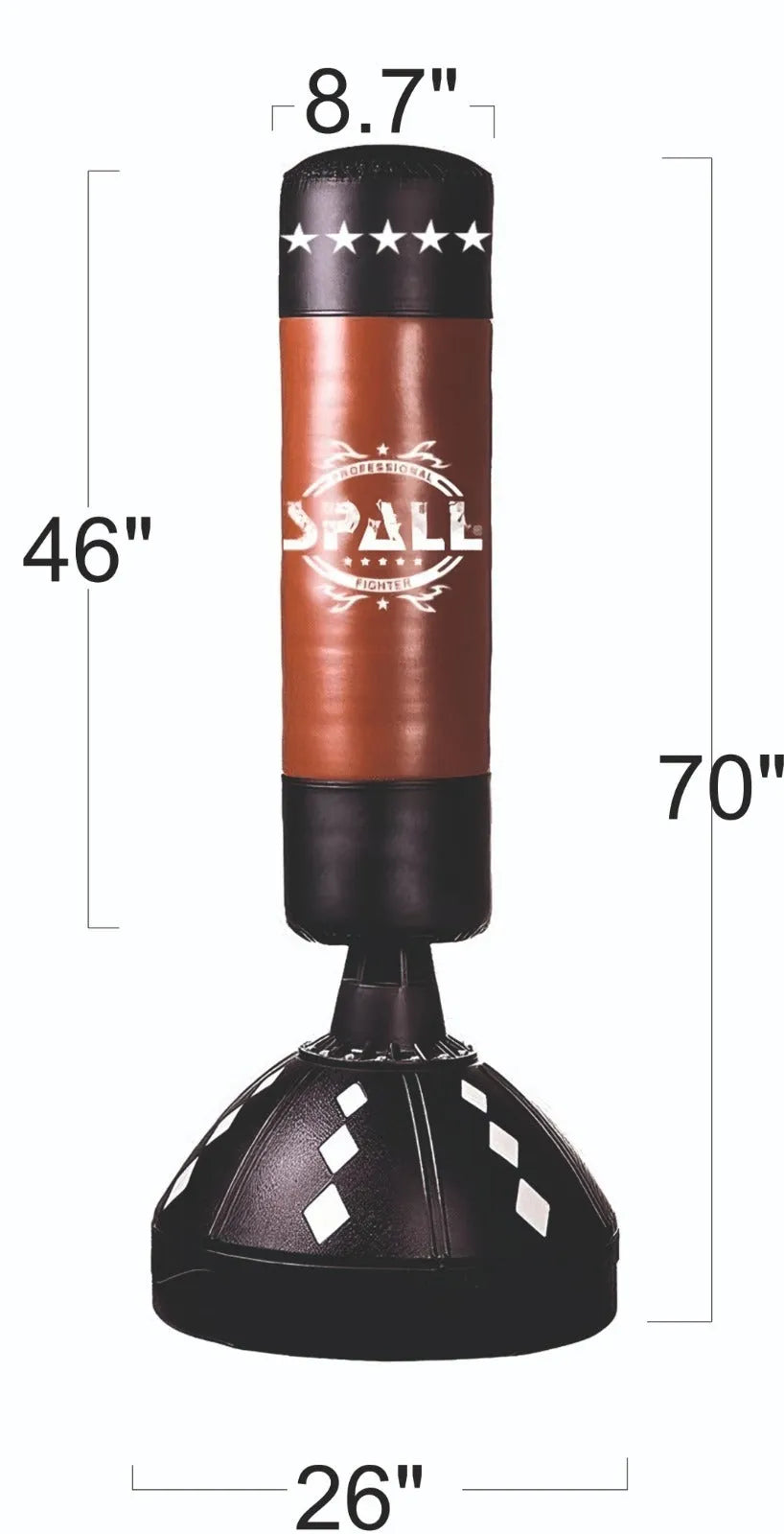 spall vertical punching bag for boxing training with suction cup base punch bag child training equipment | ideal for all surfaces, kids & adults | match-ready | includes pump & needle | durable & long-lasting performance