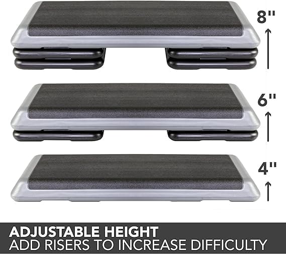 adjustable aerobic step platform with 4 risers