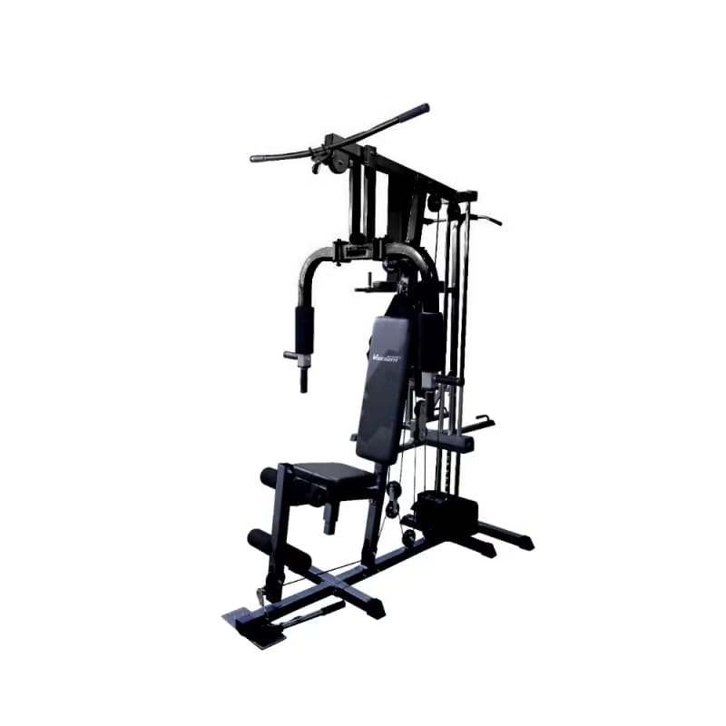 home gym with weight stack 150 lbs, black