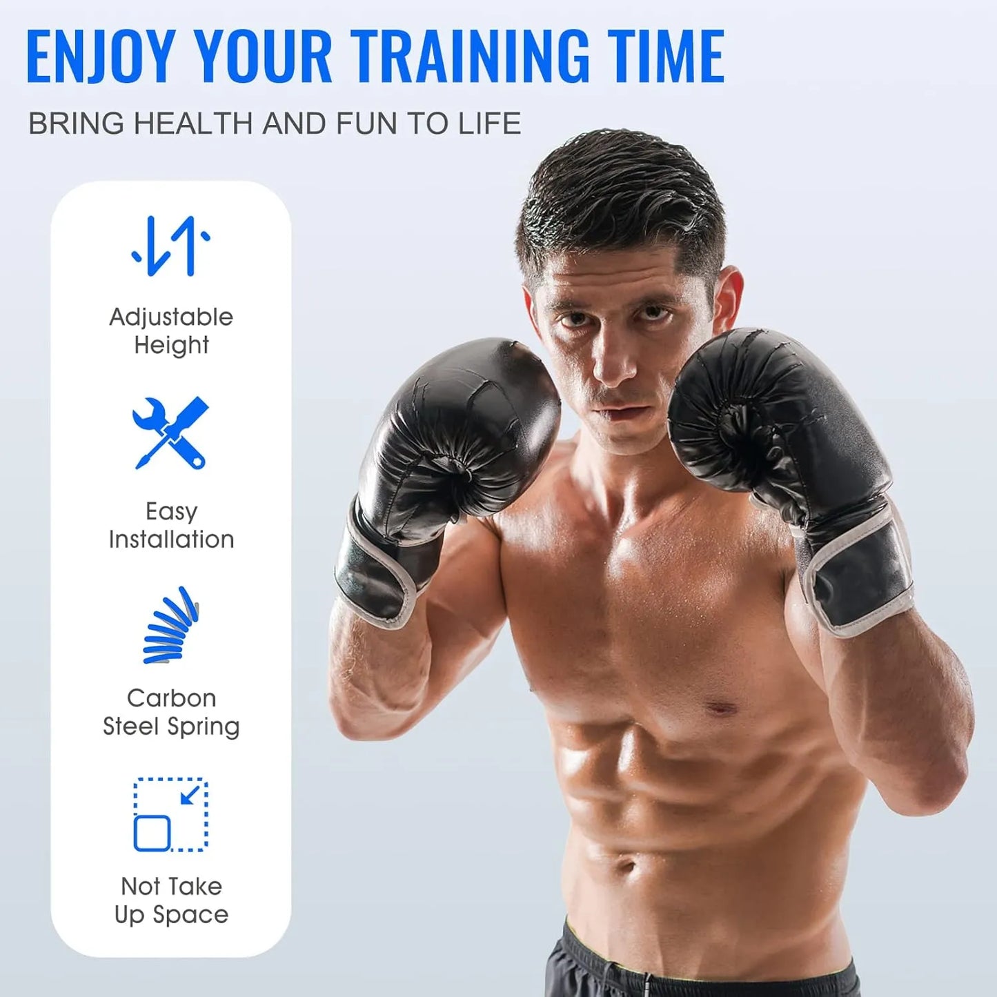 reflex speed bag thick base punching bag free standing boxing bag with adjustable height & reinforced spring strong durable relief stress ball for boxer fitness person | ideal for all surfaces, kids & adults
