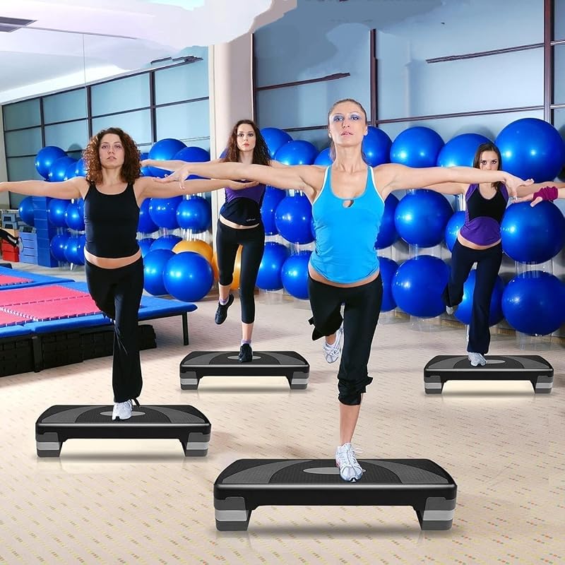 31" adjustable height aerobic step platform for exercise