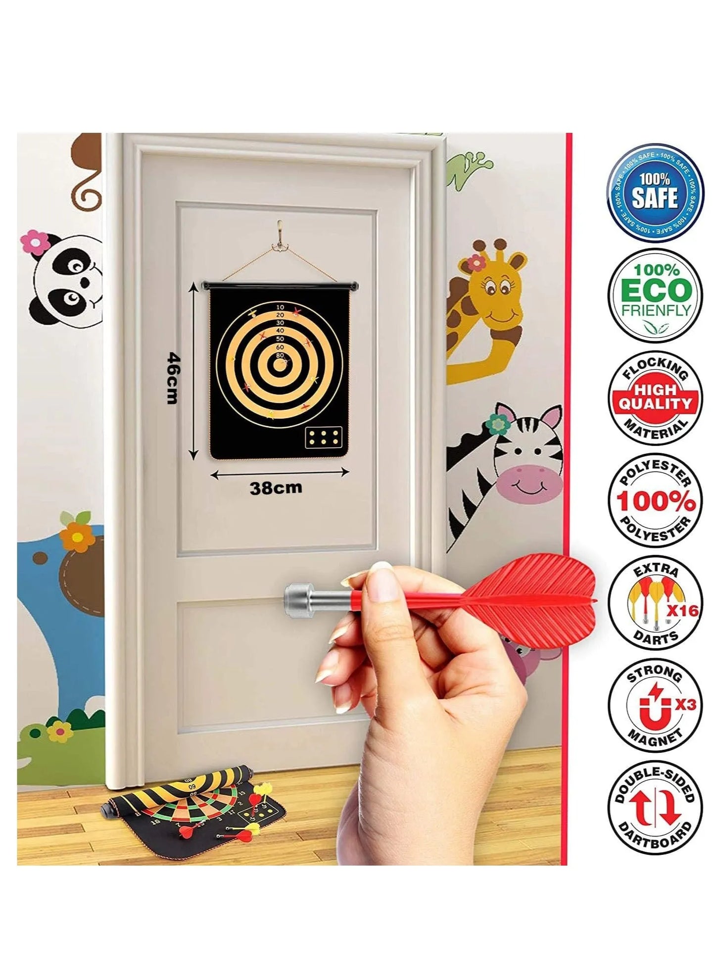 magnetic dart board s/m/l for double sided dart board game set, indoor outdoor dart board game with 6pcs safe magnetic darts, gifts for teenage | ideal for all surfaces, kids & adults | match-ready