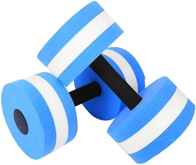 spall aqua dumbbells for water aerobics | eva foam water weights for aquatic fitness, resistance training & pool exercise (blue & white)