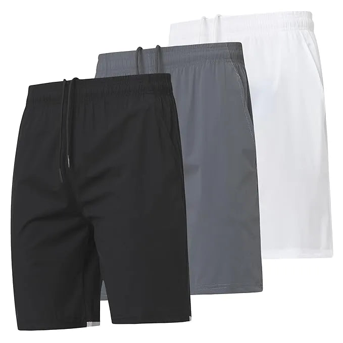 men’s swimming shorts – quick dry swim trunks for beach, pool & sports – black, white, grey