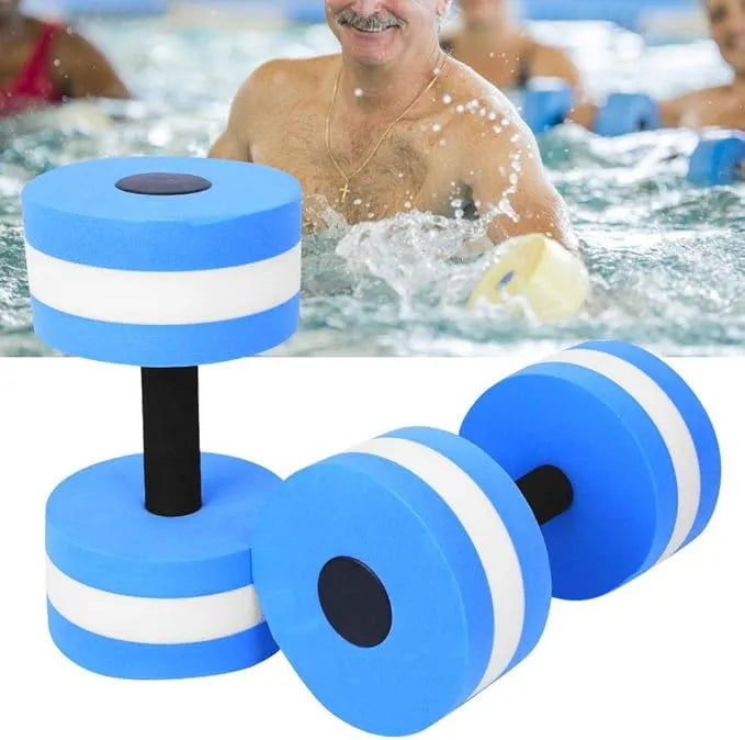 spall aqua dumbbells for water aerobics | eva foam water weights for aquatic fitness, resistance training & pool exercise (blue & white)