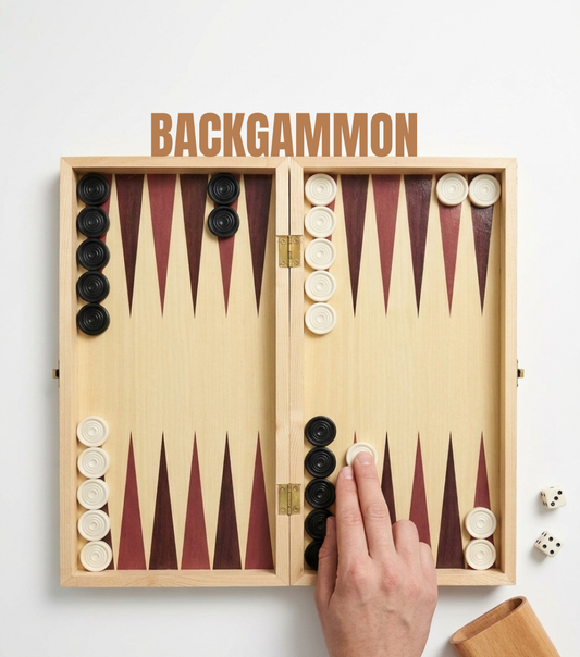 Wooden Chess Board 3 in 1 Chess Checkers Backgammon Foldable Strategy Board Game Set for Kids and Adults(34cm)