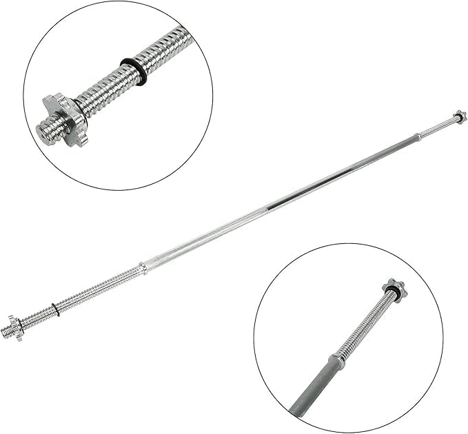 6FT (72 Inch) Threaded Chrome Barbell Bar
