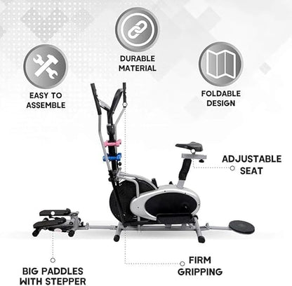5-in-1 Elliptical Cross Trainer with Stepper, Twister & Dumbbells