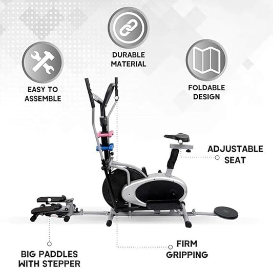5-in-1 Elliptical Cross Trainer with Stepper, Twister & Dumbbells