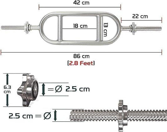 Triceps Barbell Bar - Olympic Weight Lifting Bar (30mm) with Spring