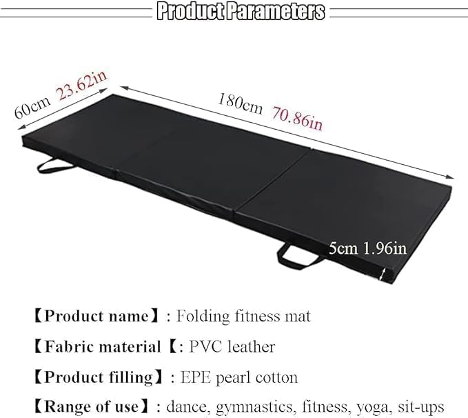 tri-fold exercise mat - 5cm thick pu gymnastics & fitness mat