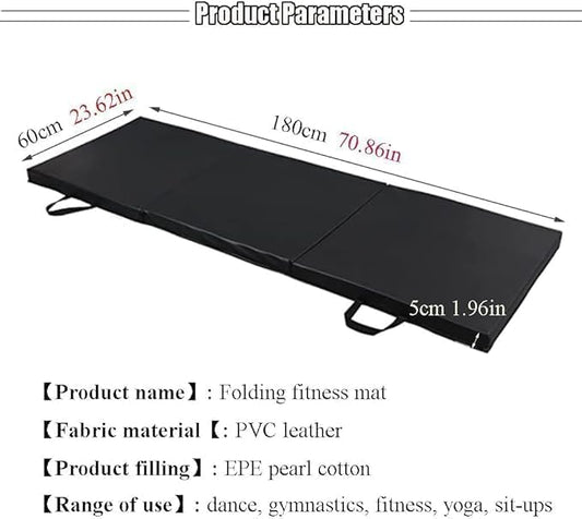 Tri-Fold Exercise Mat - 5cm Thick PU Gymnastics & Fitness Mat