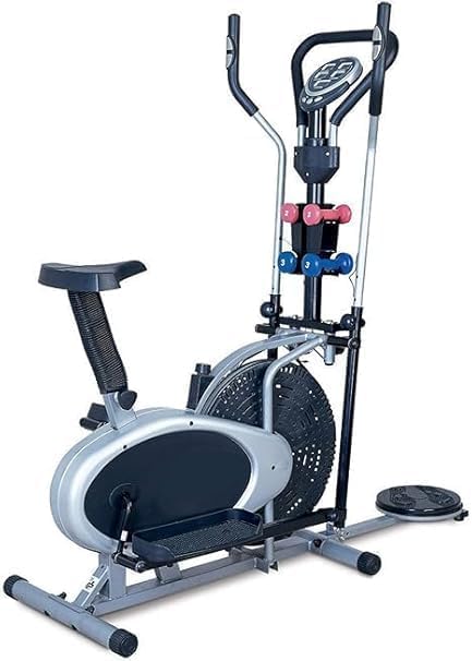 3-in-1 Exercise Bike with Twister, Dumbbells & Waist Disk