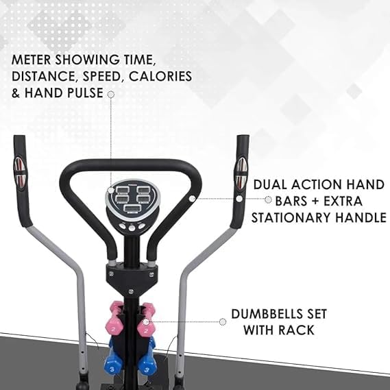 5-in-1 elliptical cross trainer with stepper, twister & dumbbells