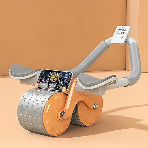 2-in-1 ab roller wheel with mobile holder & timer