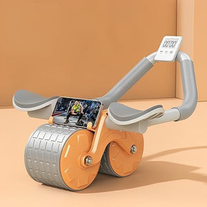 2-in-1 Ab Roller Wheel with Mobile Holder & Timer