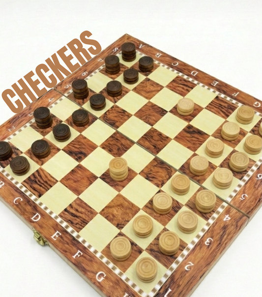Wooden Chess Board 3 in 1 Chess Checkers Backgammon Foldable Strategy Board Game Set for Kids and Adults(39cm)