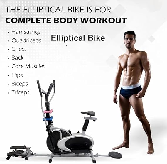 5-in-1 Elliptical Cross Trainer with Stepper, Twister & Dumbbells