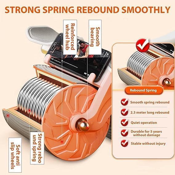 2-in-1 Ab Roller Wheel with Mobile Holder & Timer