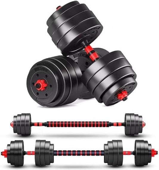 40kg Adjustable Dumbbell & Barbell Set with Gym Gloves