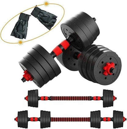 40kg Adjustable Dumbbell & Barbell Set with Gym Gloves