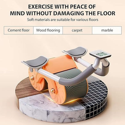 2-in-1 Ab Roller Wheel with Mobile Holder & Timer