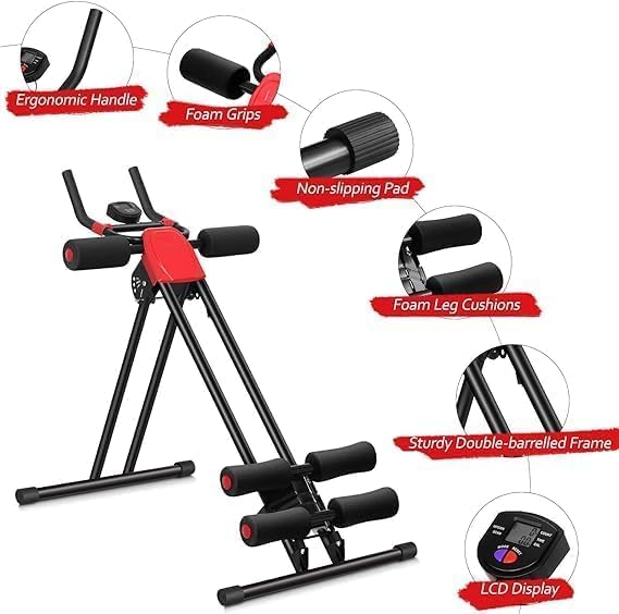 Ab Machine - Adjustable Abdominal Workout Equipment with LCD Monitor