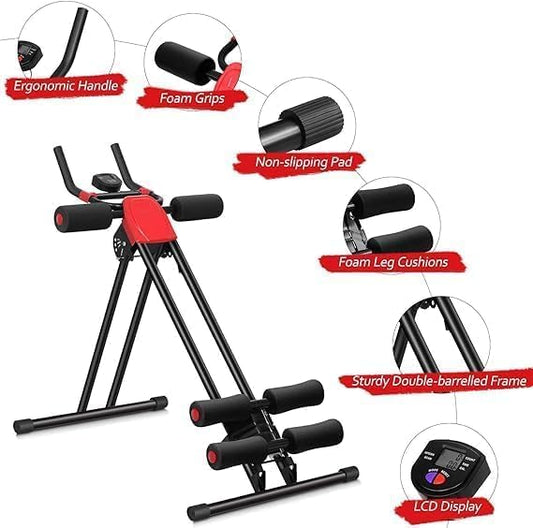 Ab Machine - Adjustable Abdominal Workout Equipment with LCD Monitor