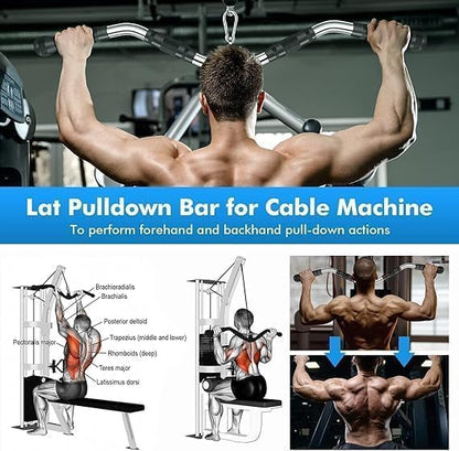 Curl LAT Bar - 70cm Rotating Cable Machine Attachment
