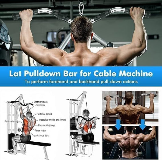 Curl LAT Bar - 70cm Rotating Cable Machine Attachment