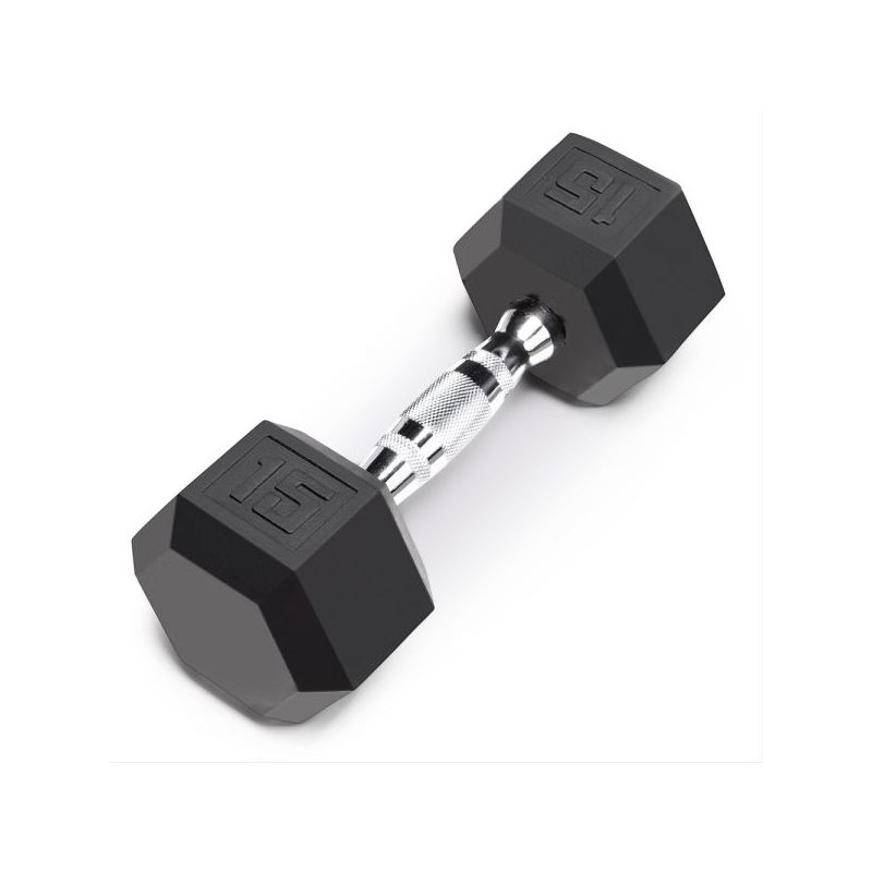 ta sport db6101 rubber hex dumbell 15lbs black