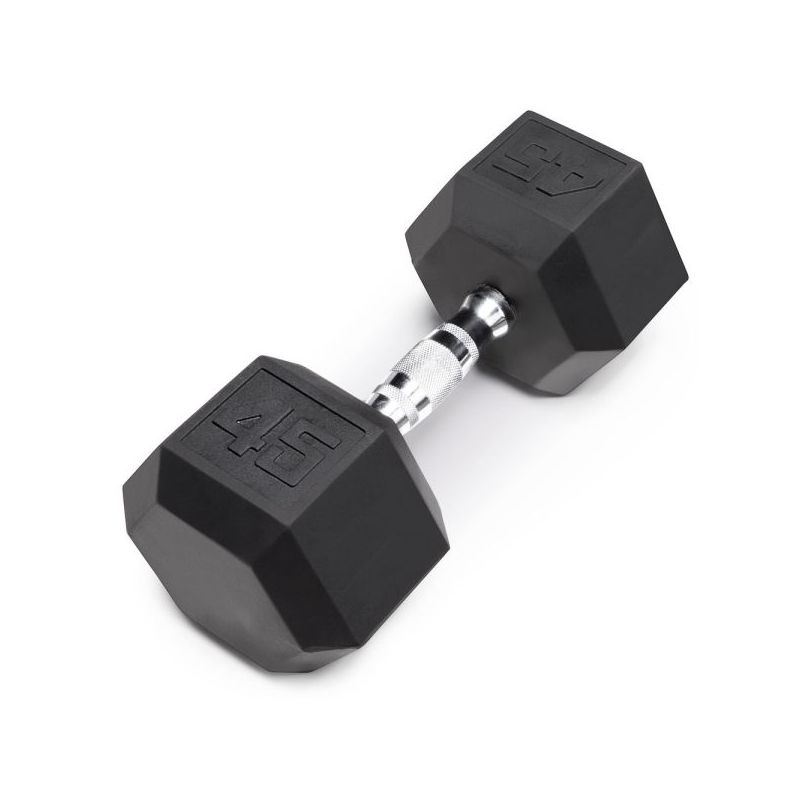 ta sport db6101 rubber hex dumbell 45lbs black