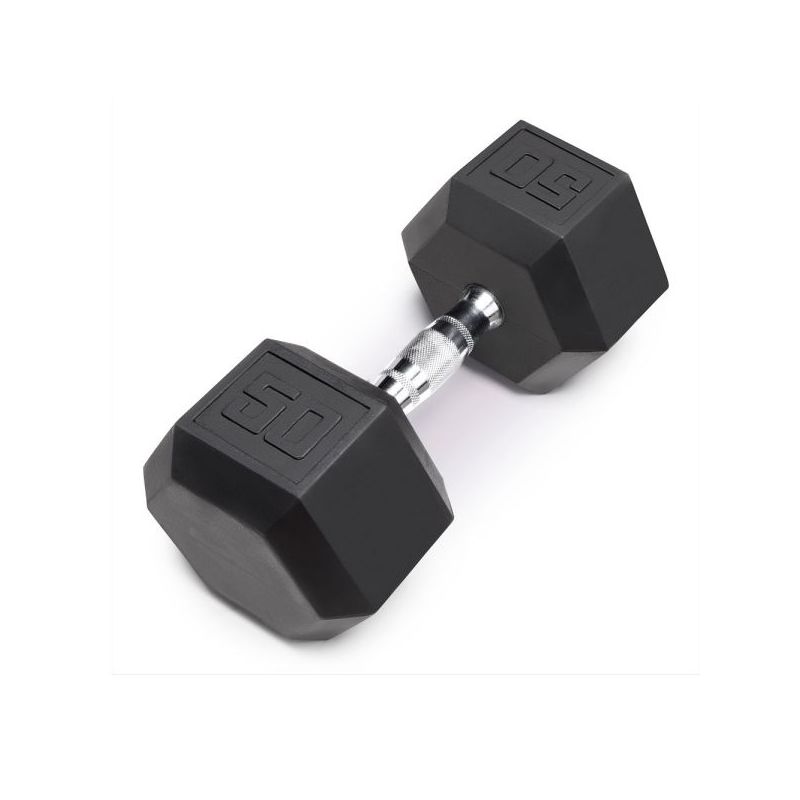 ta sport db6101 rubber hex dumbell 50lbs black