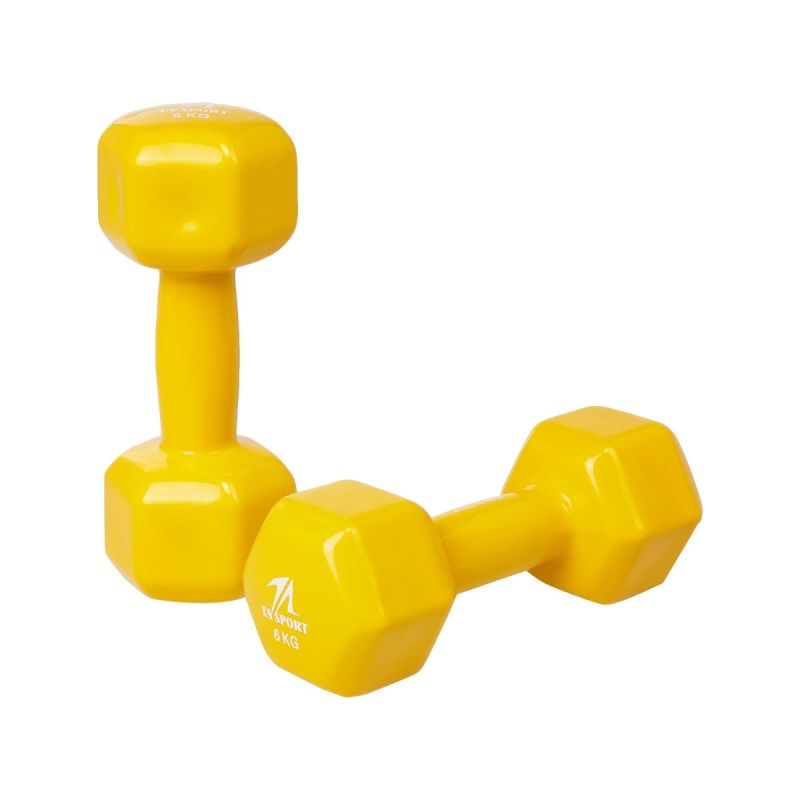  hex vinyl dipping dumbbell db2121 yellow 6kg*2 @fs