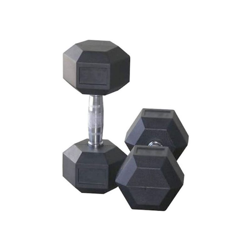 ta sport black hex rubber dumbbell gl1101 47.5kg ta logo