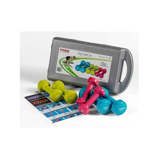 York Fitness 10Kg Vinyl Fitbell Set In A Case 1678 