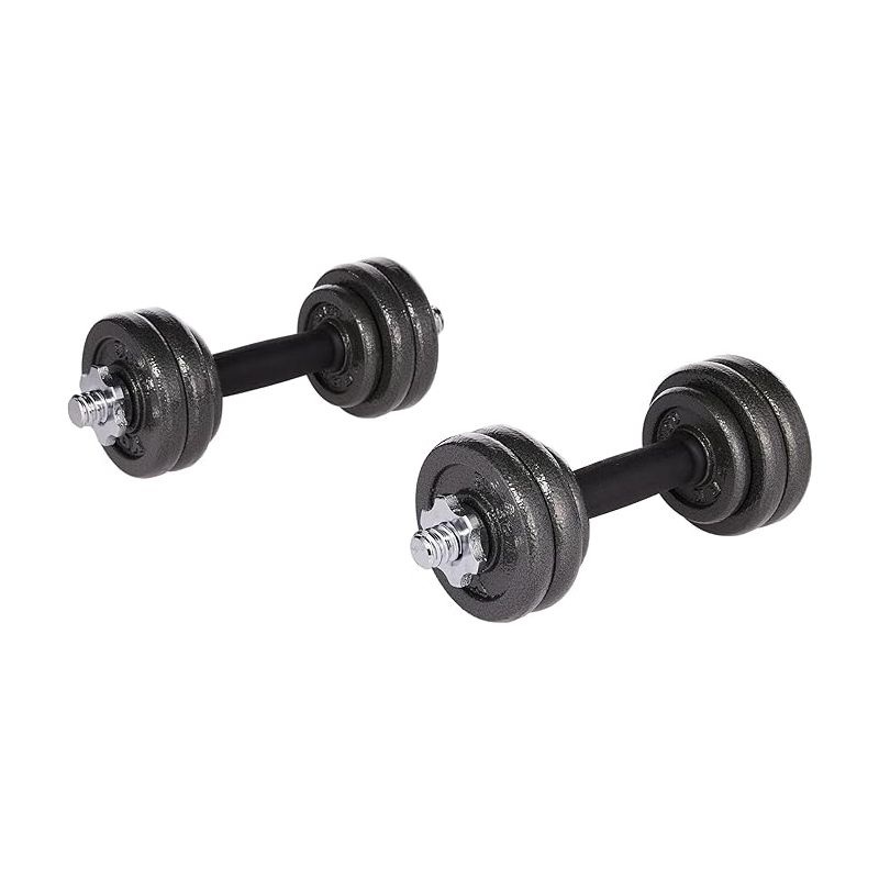 york dark grey painted dumbell set 15kg 