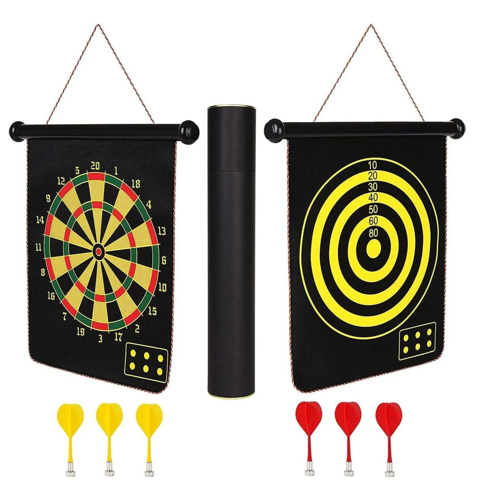 Magnetic Dart Board S/M/L for Double Sided Dart Board Game Set, Indoor Outdoor Dart Board Game with 6pcs Safe Magnetic Darts, Gifts for Teenage | Ideal for All Surfaces, Kids & Adults | Match-Ready