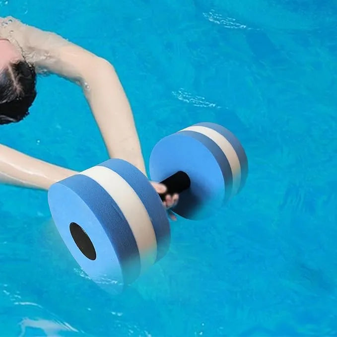 spall aqua dumbbells for water aerobics | eva foam water weights for aquatic fitness, resistance training & pool exercise (blue & white)