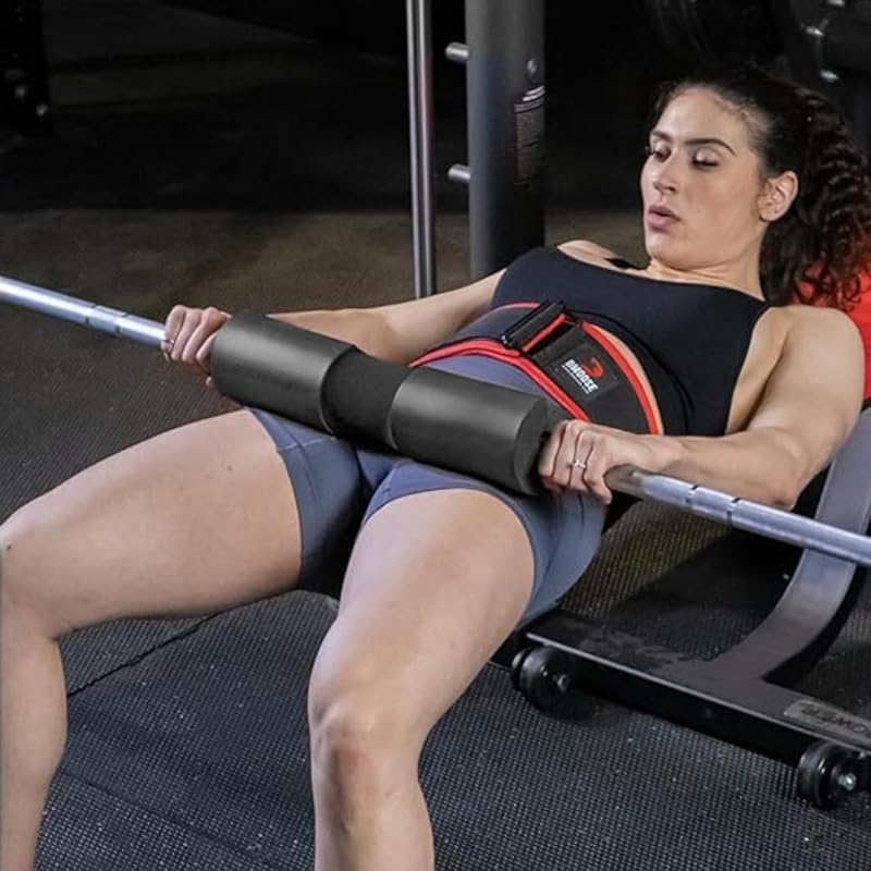 Barbell Pad (Black) - Non-Slip EVA Foam Squat Pad with Safety Straps
