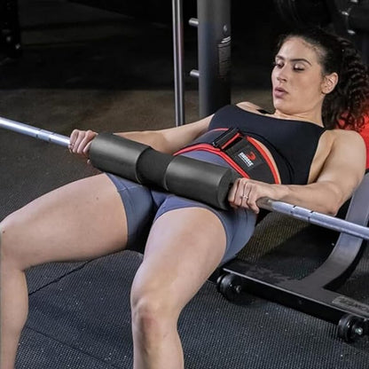Barbell Pad (Black) - Non-Slip EVA Foam Squat Pad with Safety Straps