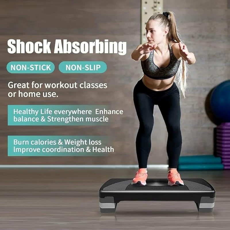 31" adjustable height aerobic step platform for exercise