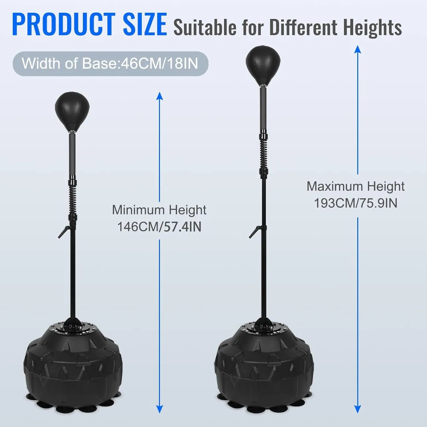 Reflex Speed Bag Thick Base Punching Bag Free Standing Boxing Bag with Adjustable Height & Reinforced Spring Strong Durable Relief Stress Ball for Boxer Fitness Person | Ideal for All Surfaces, Kids & Adults