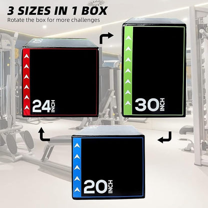 3-in-1 Extra Firm Foam Plyometric Jump Box (20"x24"x30")