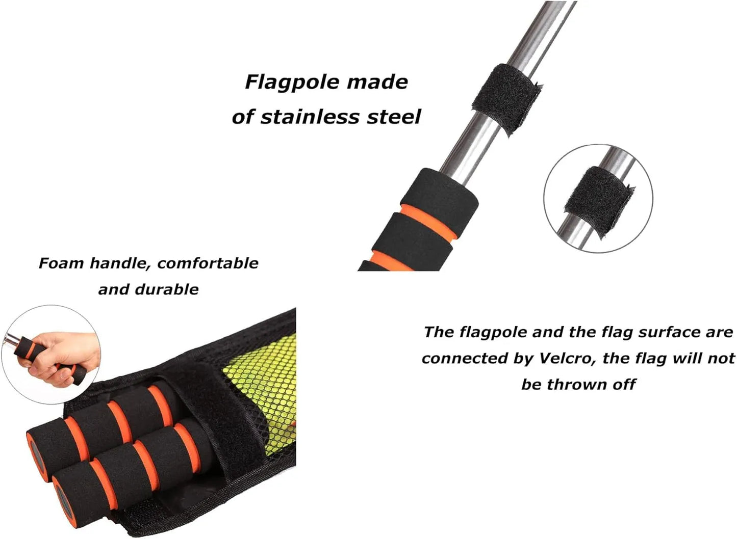 2 pieces referee flag, linesman flag with steel tube, flag for soccer referee | ideal for all surfaces, kids & adults | match-ready | includes pump & needle | durable & long-lasting performance