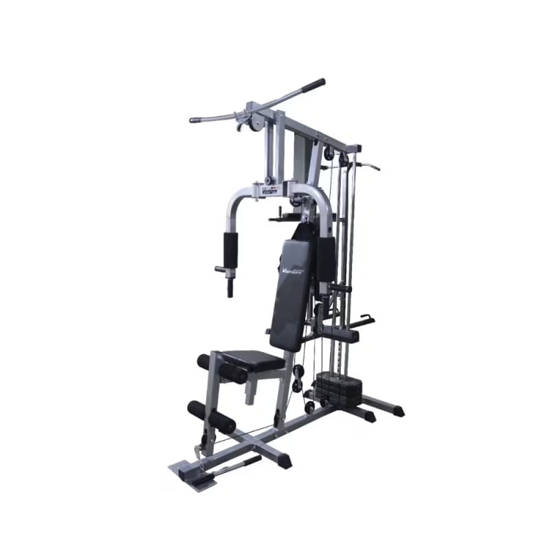 Home Gym with Weight Stack 150 lbs, Grey