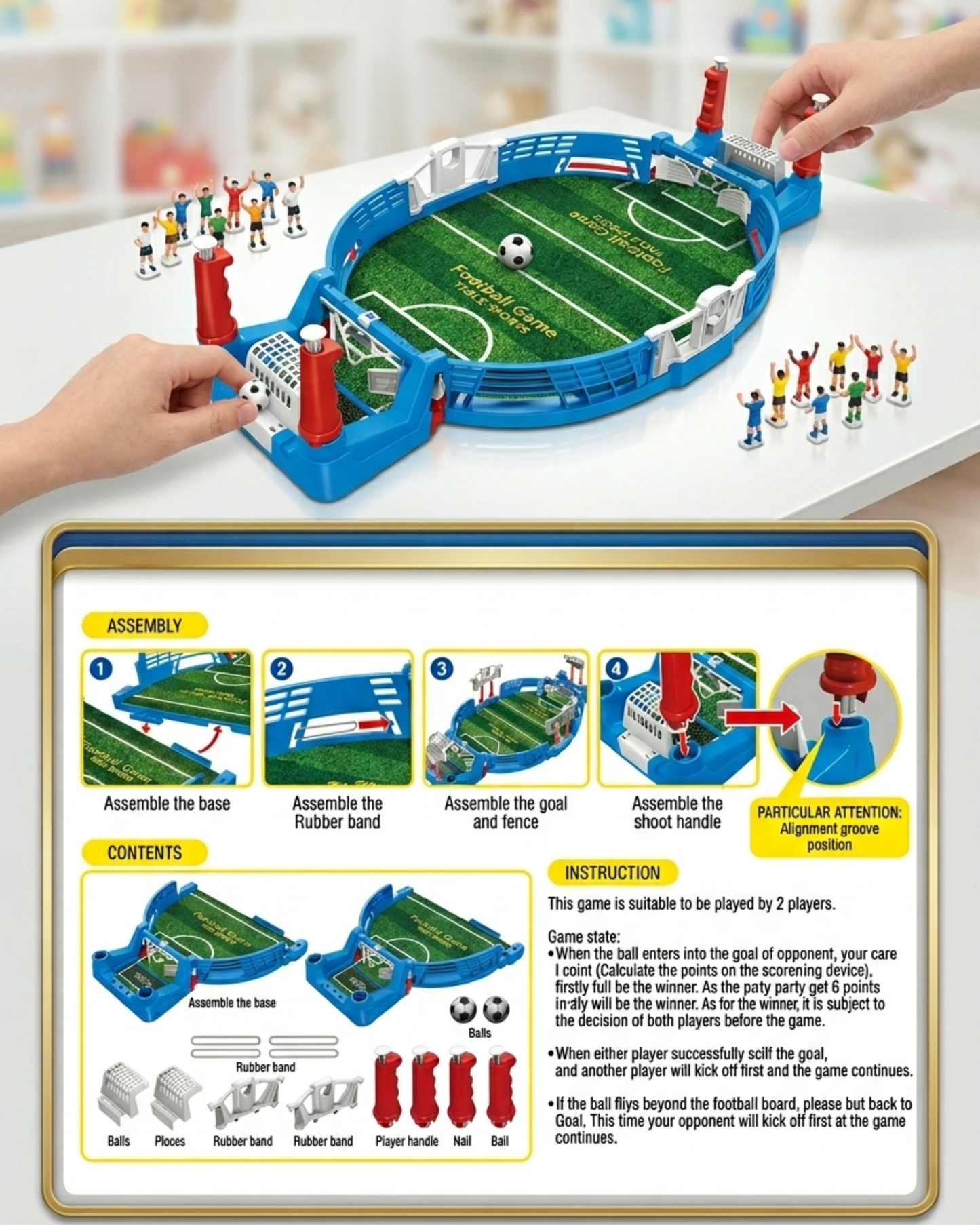 football table game set | mini soccer board game for kids & family | indoor desktop football toy with goals & ball (571018)