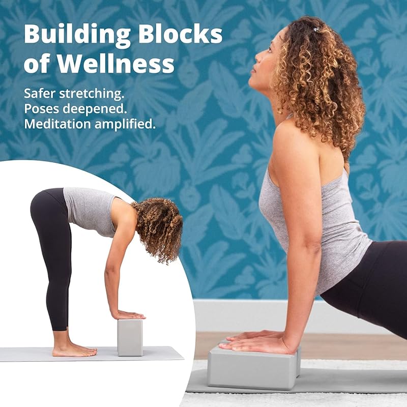 Premium Yoga Block Set - 2 EVA Foam Yoga Blocks & 1 Stretching Strap