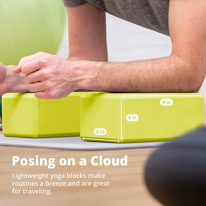 premium yoga block set (lime green)